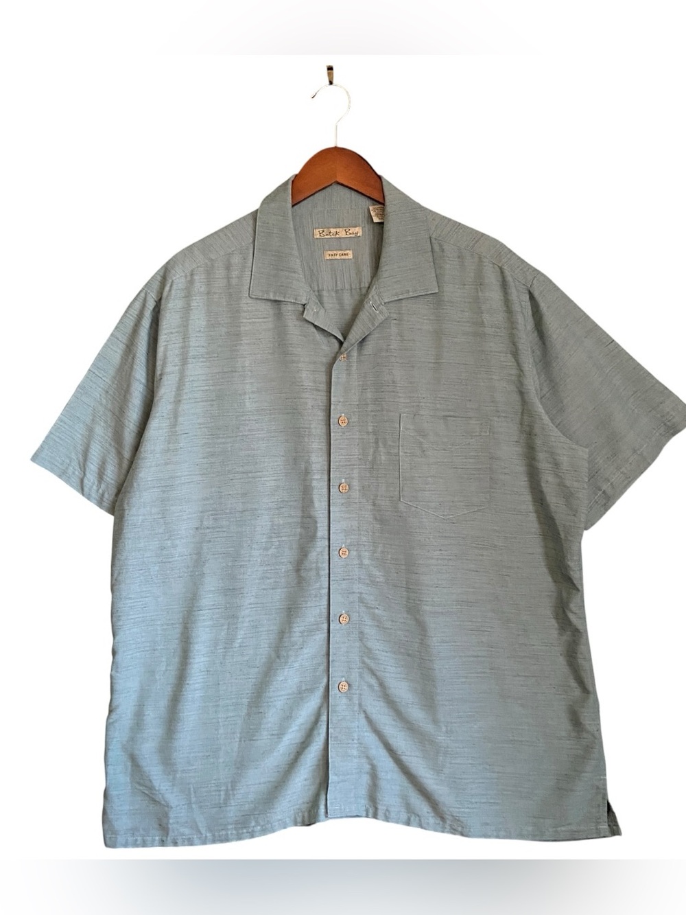 Batik Bay | Men’s Blue Woven Easy Care Rayon Blend Button Up | Size XXL